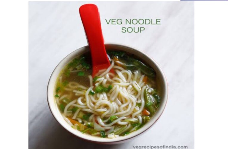 Vegetable noodle soup in marathi